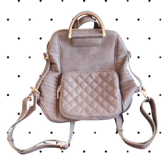 Grey Backpack purse with carry handles and adjustable straps - Picture 1 of 7